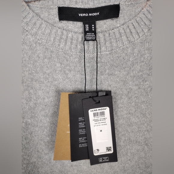 Vero Moda Doffy Long Sleeve Sweater Dress Size Medium = 8 NWT Light Gray… - Picture 8 of 10